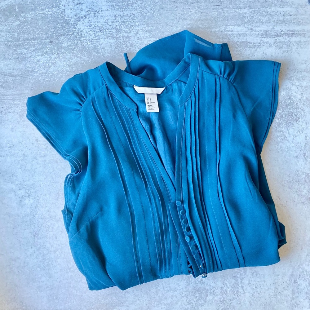 H&M | Turquoise Blue Tie-Front Dress | 8